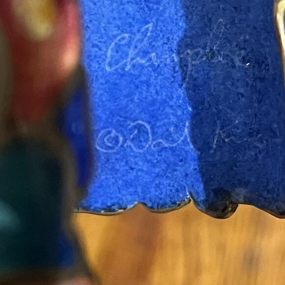 Vintage Signed David Kuo Champleve Enamel Cuff Bracelet Cloisonné Butterfly - Picture 12 of 16